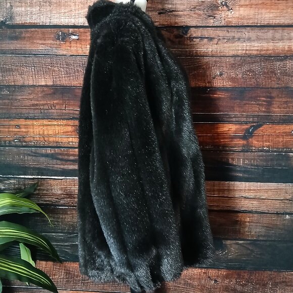 Monterey Fashions Vintage 80s Faux Fur Coat 20W Plush Mob Wife Brown USA Made - Picture 8 of 13